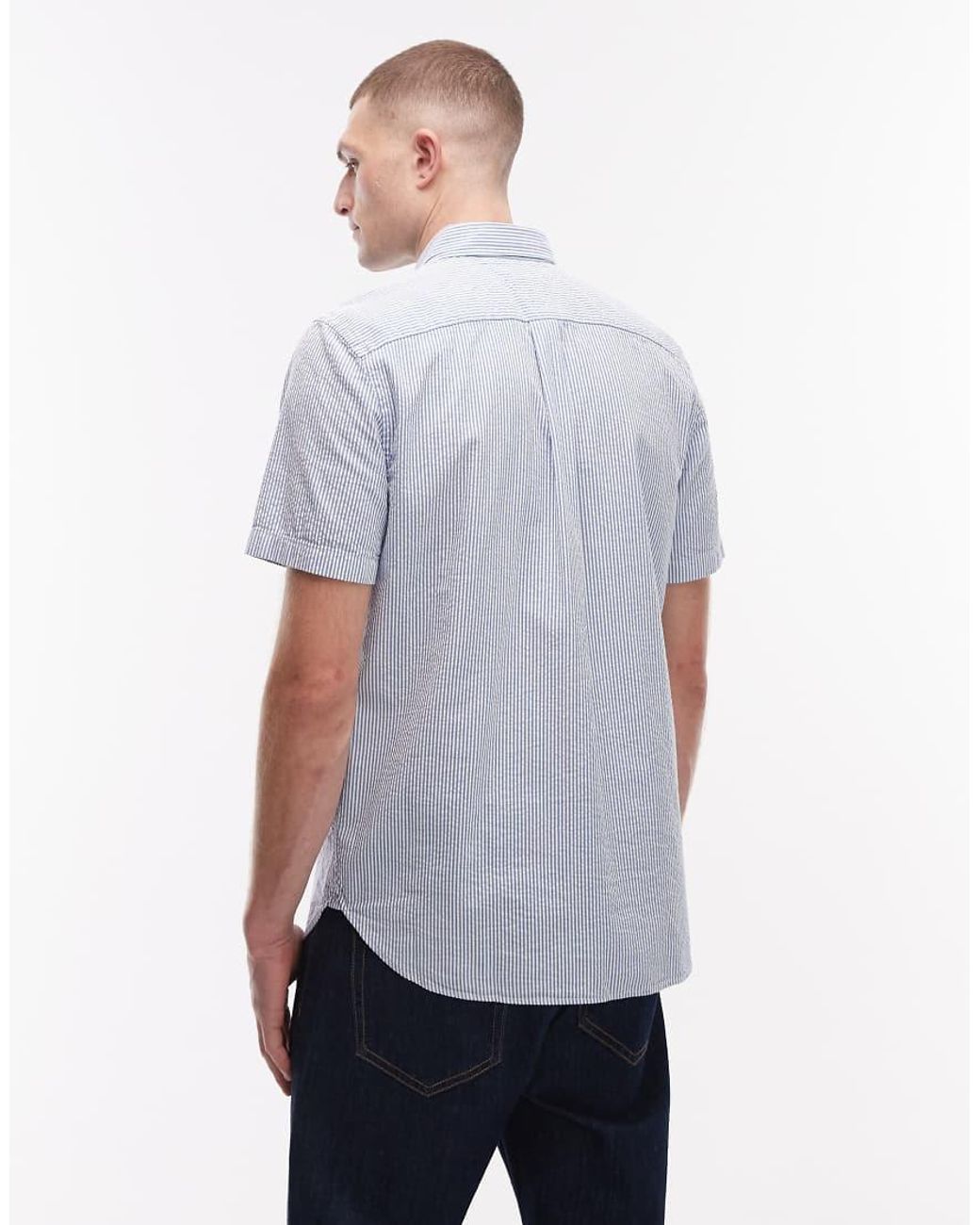 Tommy Hilfiger Blue Seersucker Short Sleeve Shirt for men