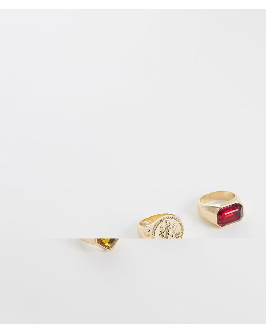 Reclaimed Vintage Metallic Signet Ring 3 Pack
