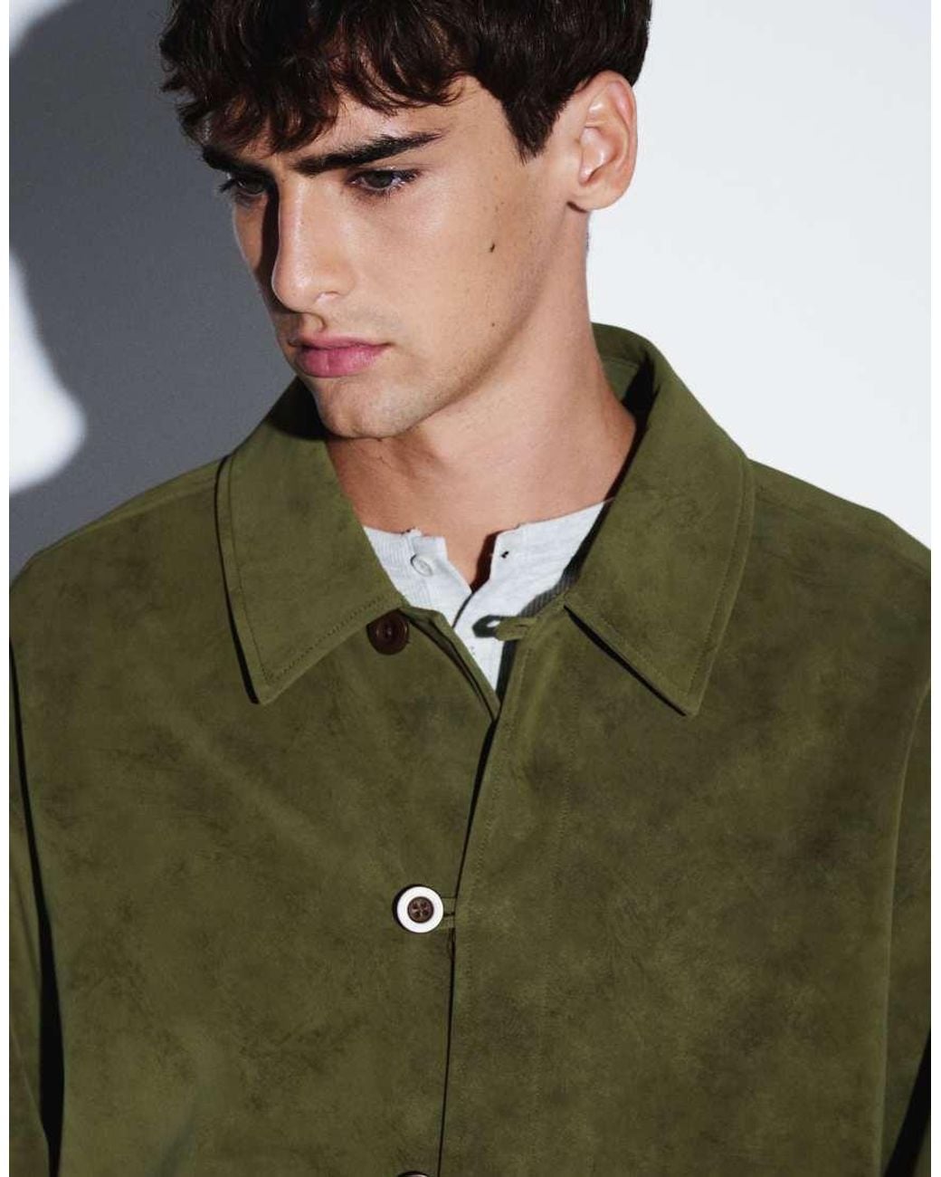 ASOS Green Oversized Suede Harrington Jacket for men