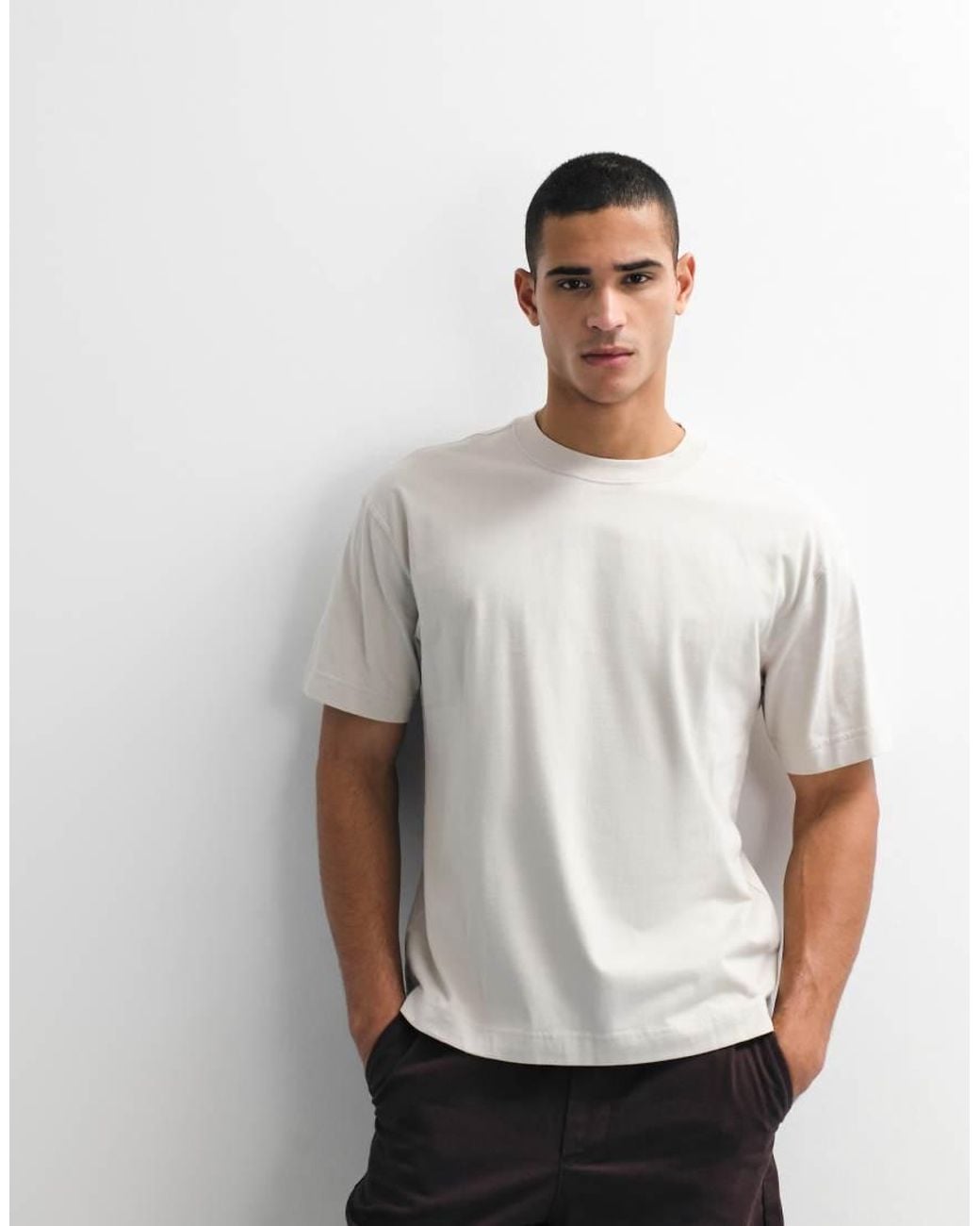 Hollister White Boxy Heavyweight T-shirt for men