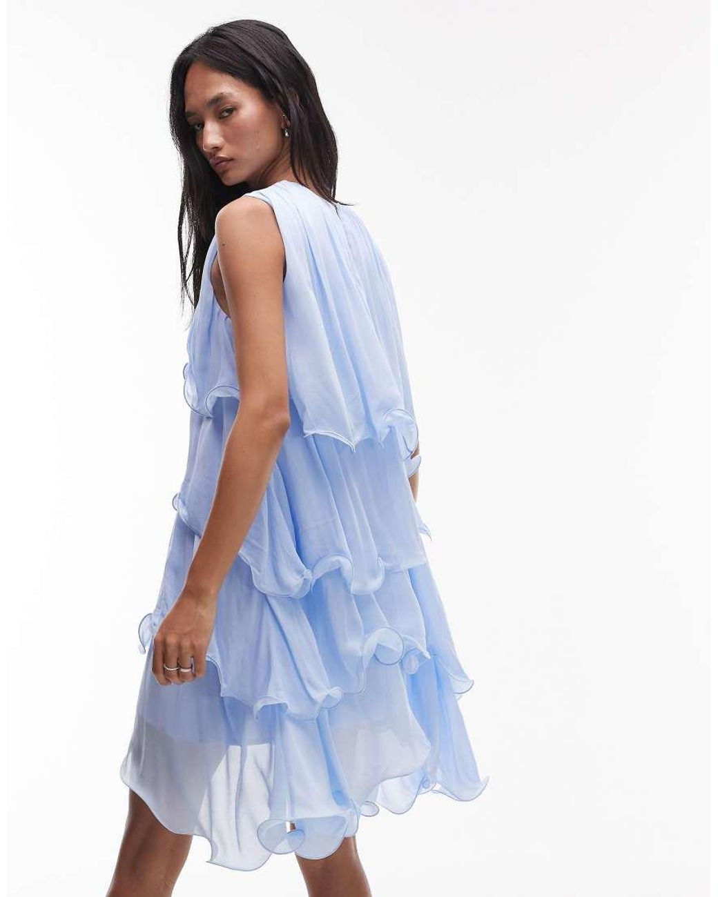& Other Stories Blue Floaty Chiffon Midi Dress
