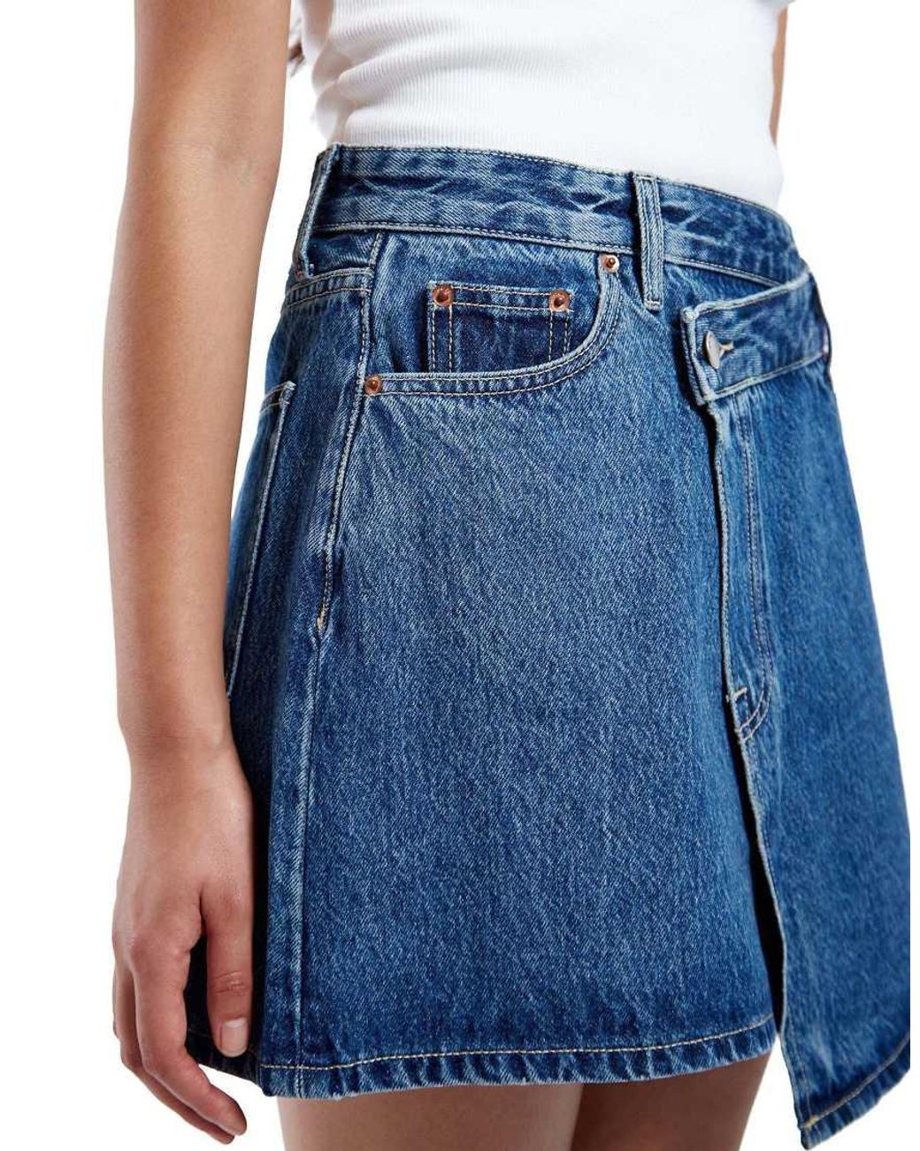 Dr. Denim Blue Renay Denim Mini Wrap Skirt