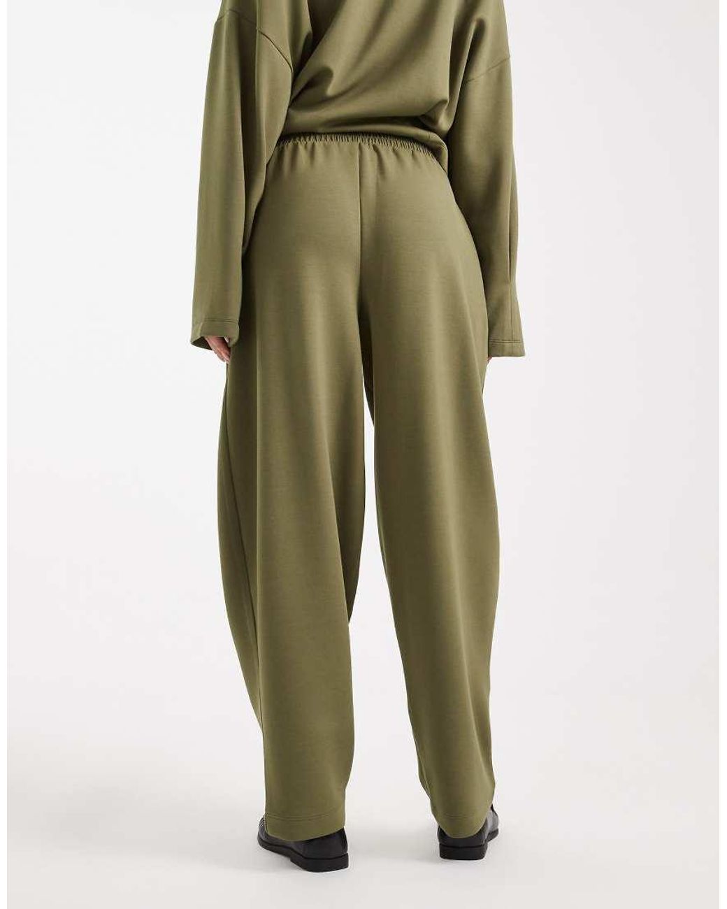 ASOS Green Cupro Barrel Leg jogger With Seam Details