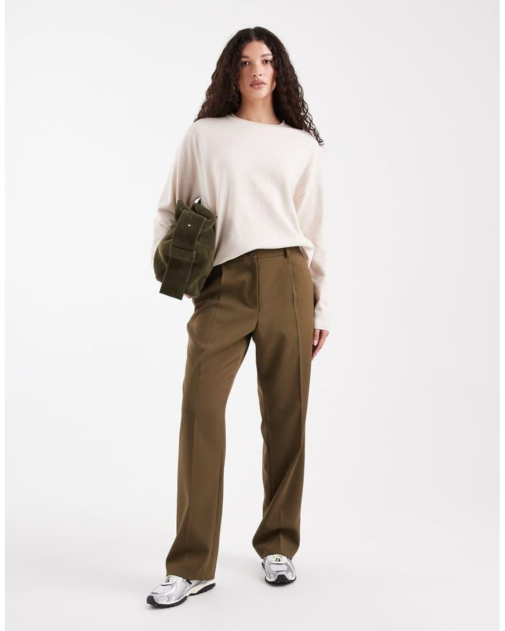 ONLY White Round Neck Boxy Knitted Top