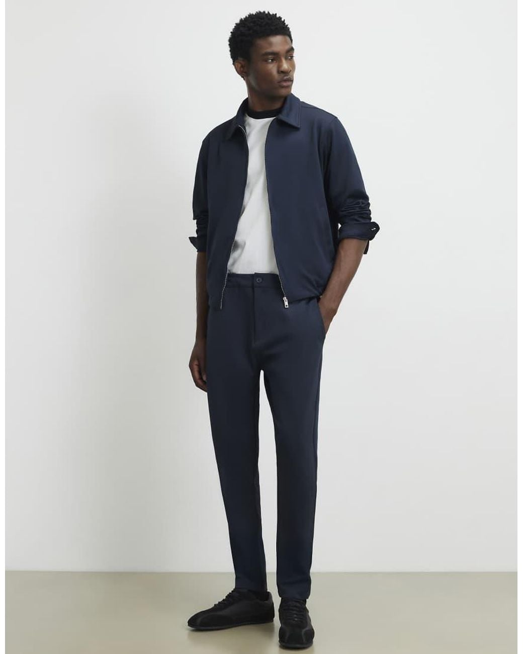 River Island Blue Slim Fit Fixed Waist Cotton Joggers for men