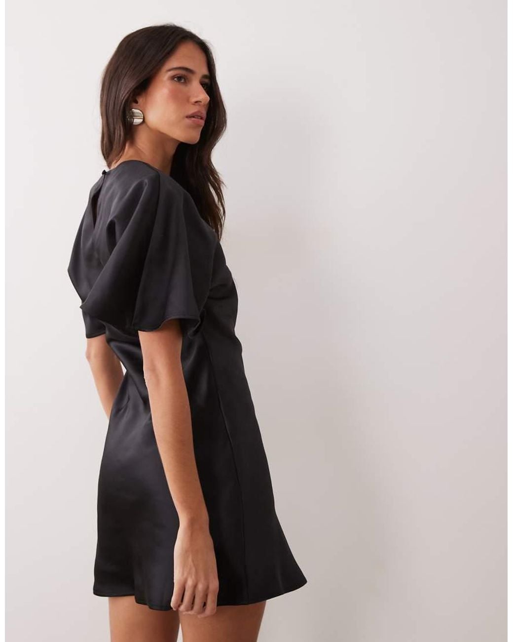 ASOS Black Cape Back Detail Satin Mini Dress