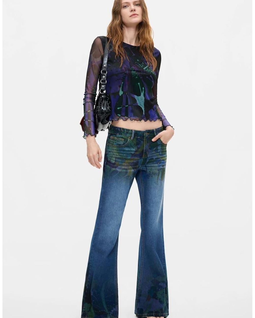 Desigual Blue Printed Tulle T-Shirt M. C. Lacroix