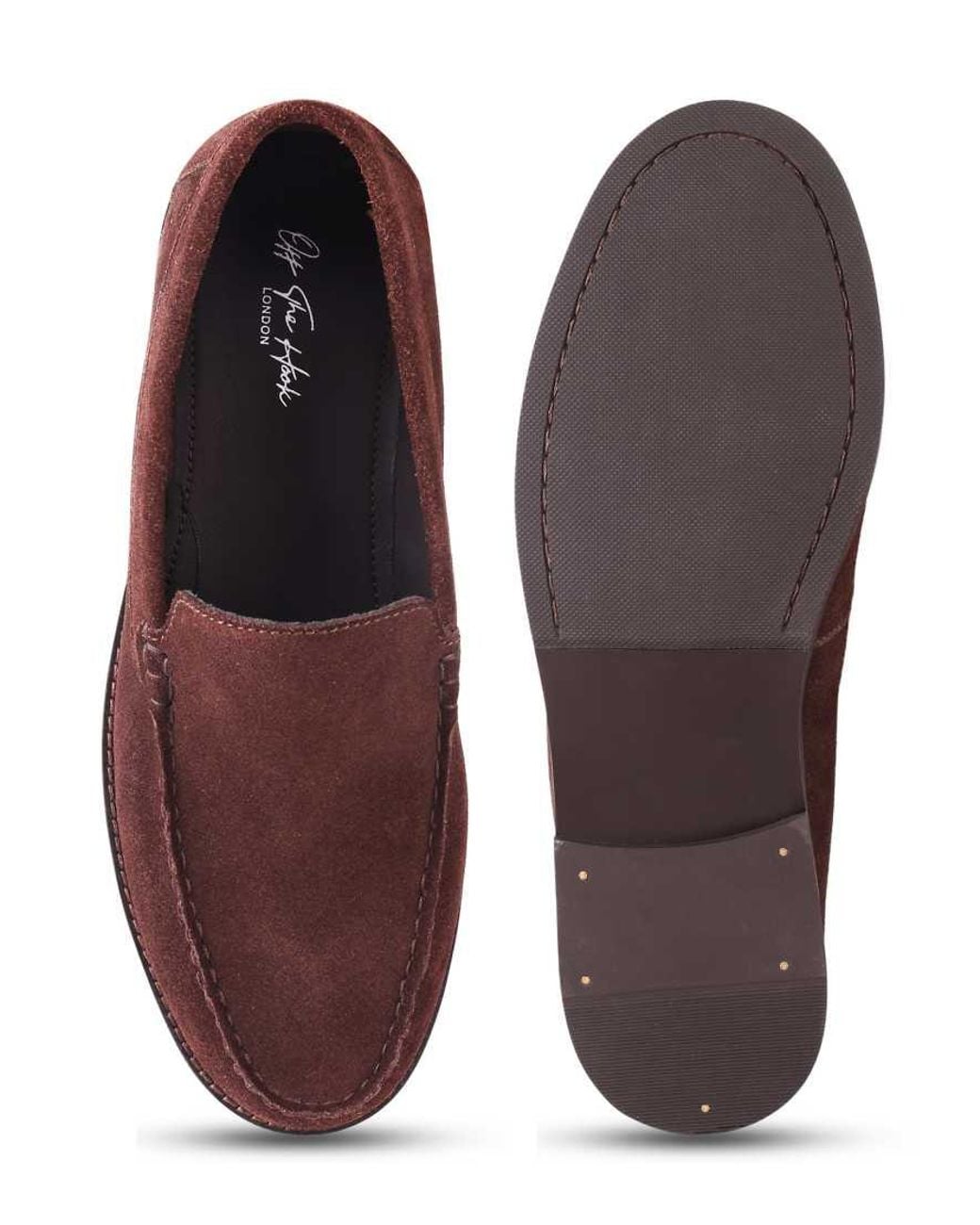 OFF THE HOOK Brown Ronan Suede Leather Penny Loafers for men