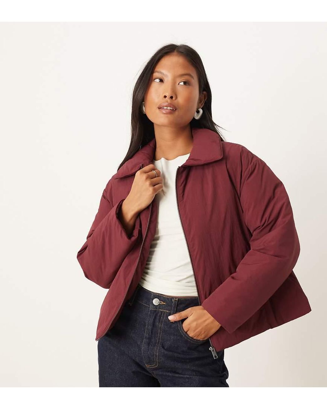 ASOS Red Asos Design Petite Puffer Jacket With Top Collar