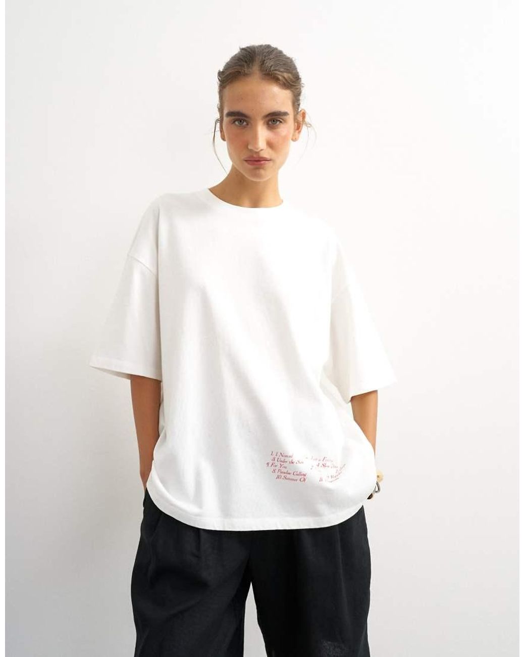 TOPSHOP White Graphic 'nomad' Oversized T-shirt