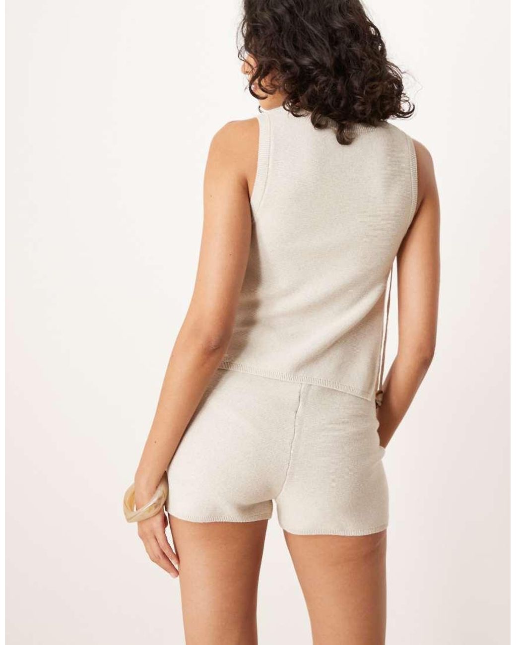 ASOS Natural Co-ord Knit Linen Mix Shorts