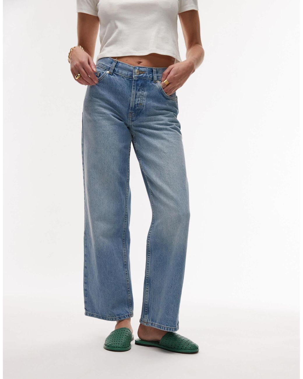 TOPSHOP Blue – bobby – gewebte leder-clogs