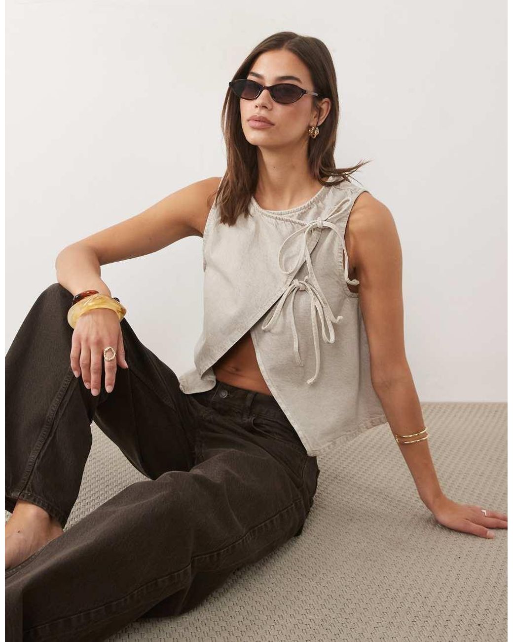 ASOS Natural Wrap Front Top