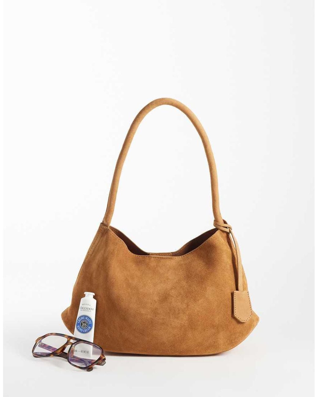 ASOS Brown Suede Shoulder Bag With Internal Pouch