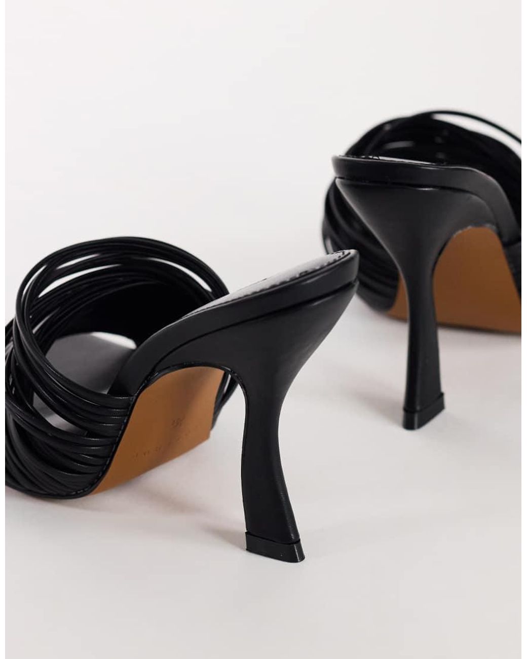 TOPSHOP Black Wisteria Strappy Heeled Mule