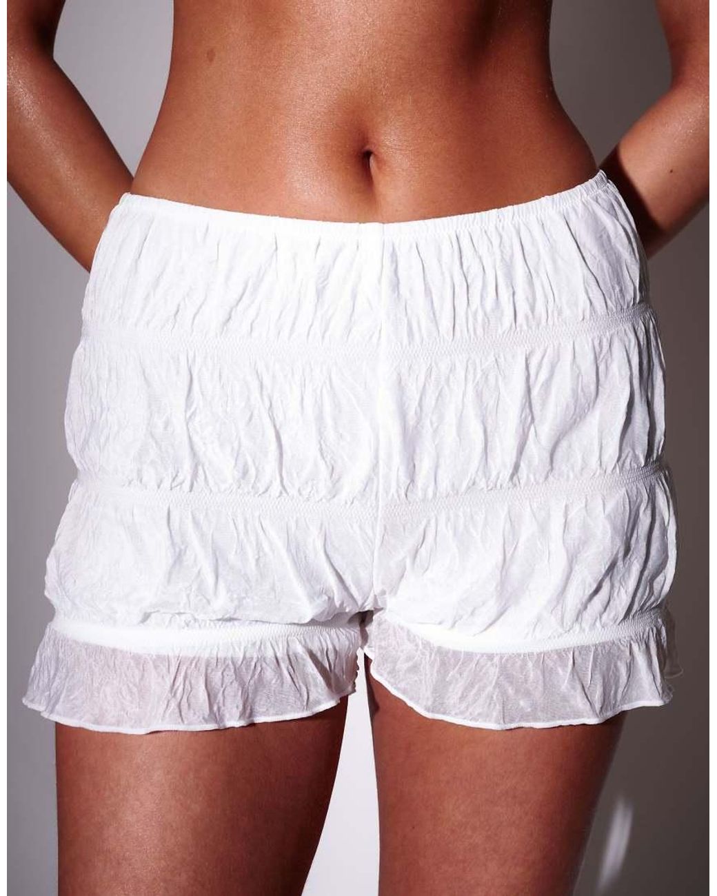 South Beach White Ruched Mini Shorts