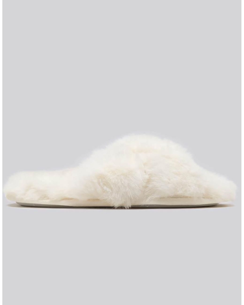 Boux Avenue Natural Cross Band Open Toe Soft Plush Loungewear Slider Slippers