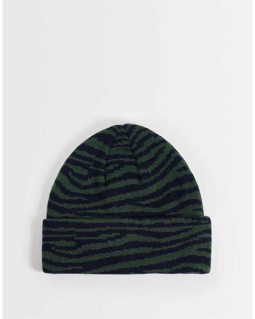ASOS Blue Zebra Stripe Mini Beanie for men