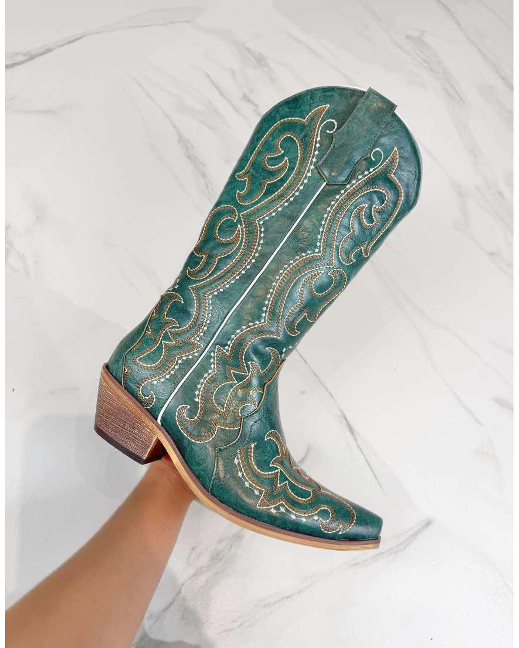 GIA STUDIOS Green Cowboy Western Dark Western Boots