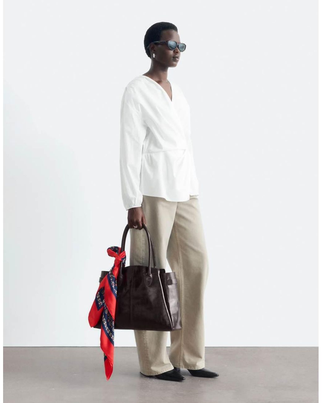 & Other Stories White Pure Cotton Cinch Waist Shirt