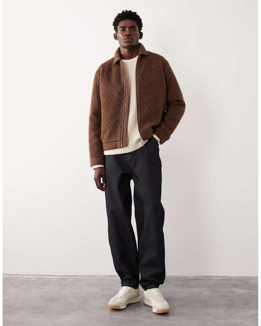ASOS COLLECTIVE Oversized Harrington Wool Blend Jacket in Natural for ...
