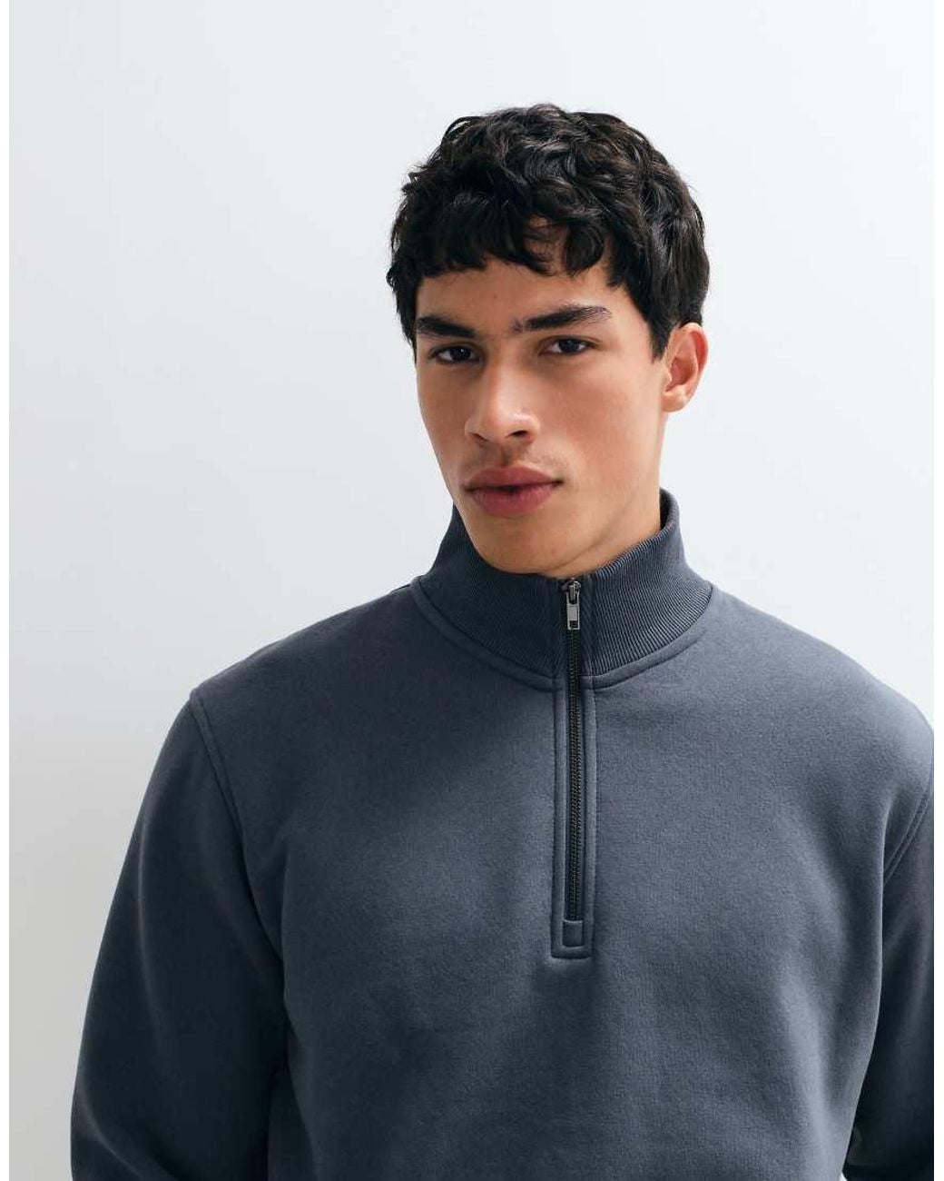 Jack & Jones Blue Oversized 1/4 Zip Sweatshirt for men