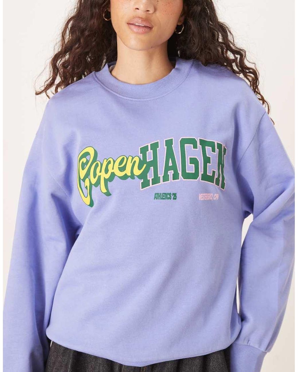ASOS Blue Oversized Sweat With Copenhagen Graphic