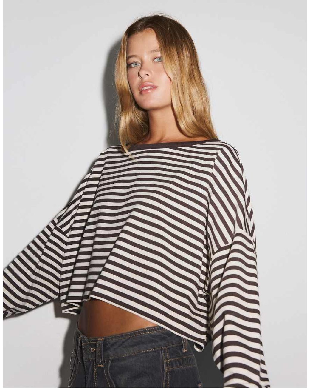 Stradivarius Blue Long Sleeve T-shirt