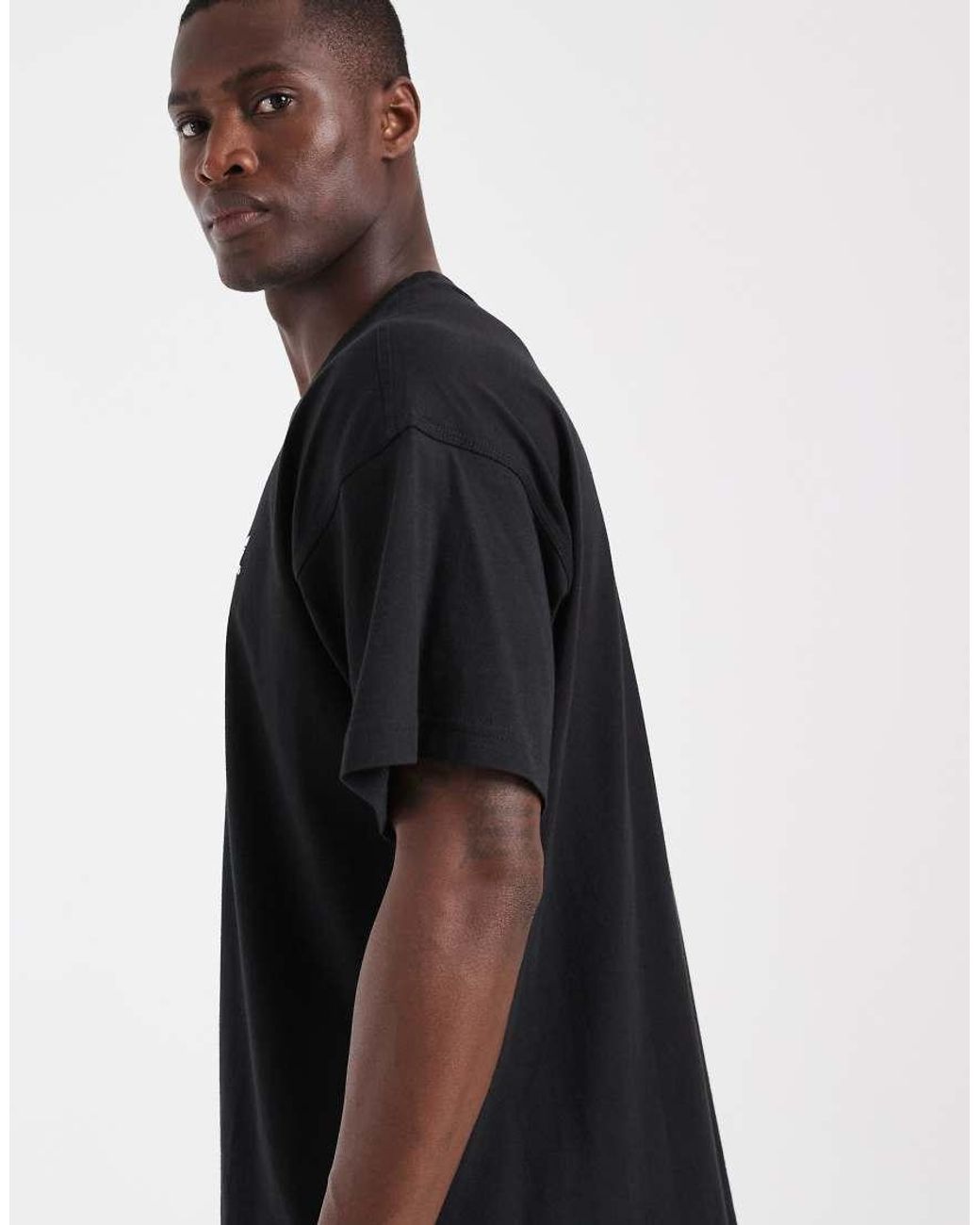 Adidas Originals Black Trefoil Essentials Oversized T-shirt for men