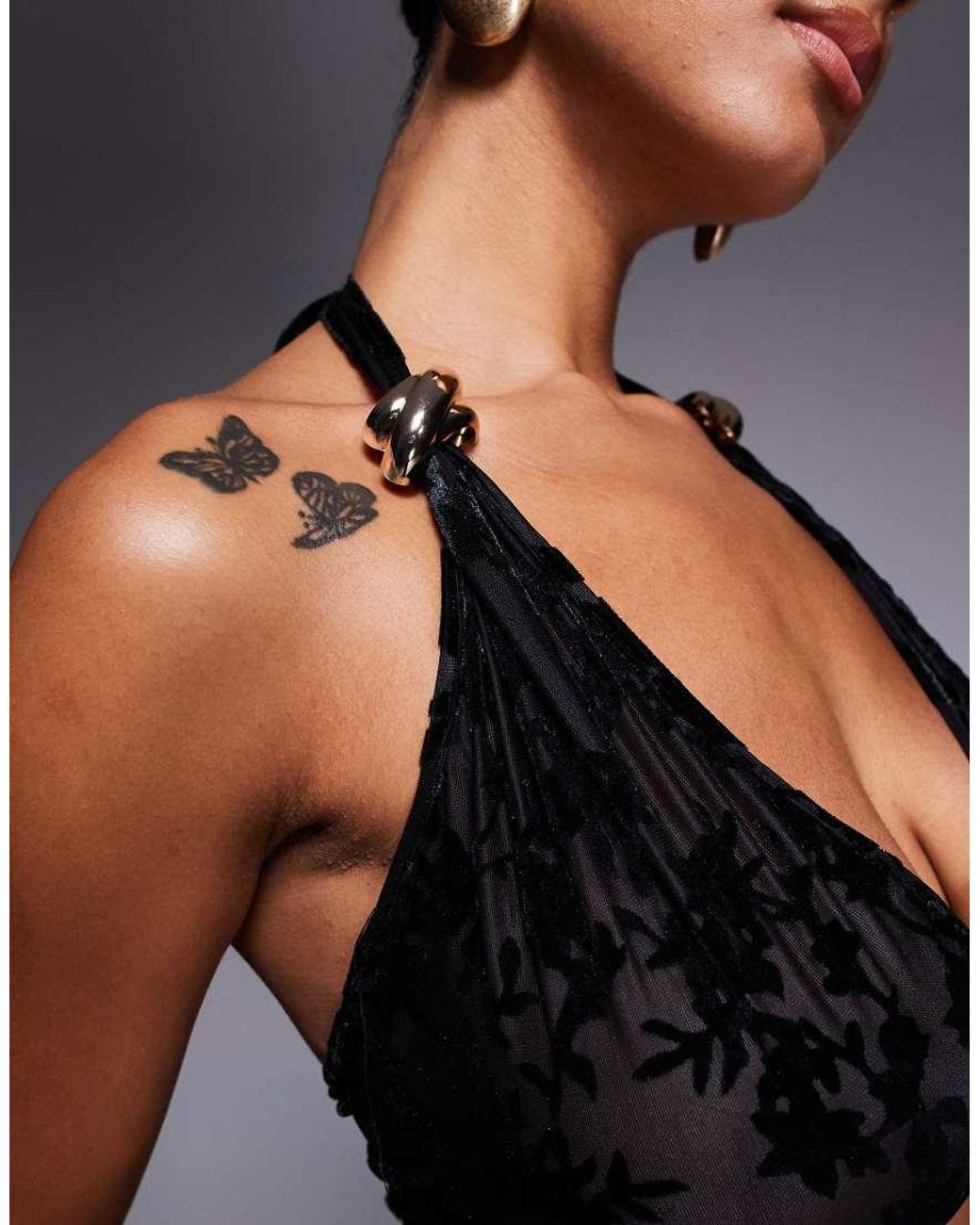 SIMMI Black Delilah Devore Ruffle Top