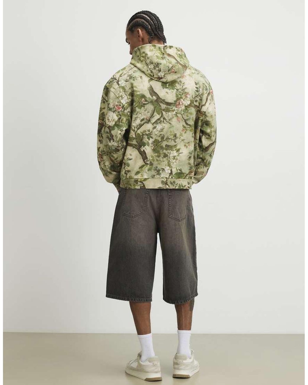 River Island Green Oversized Fit Camouflage Floral Hoodie for men