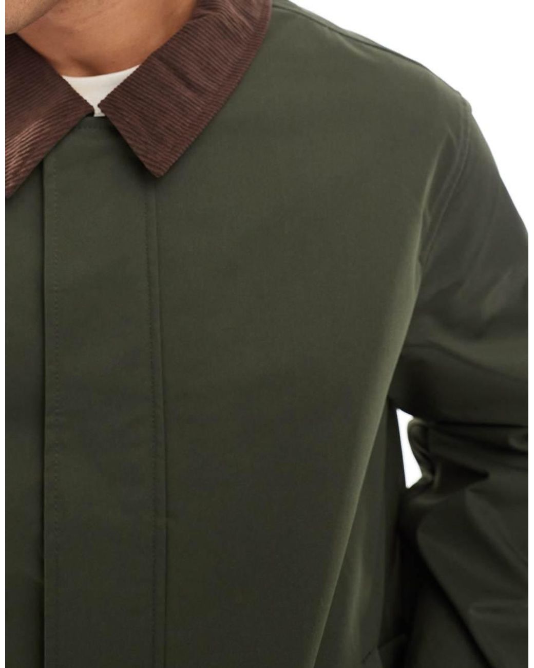 Jack & Jones Green Harrington Jacket With Cord Collar for men