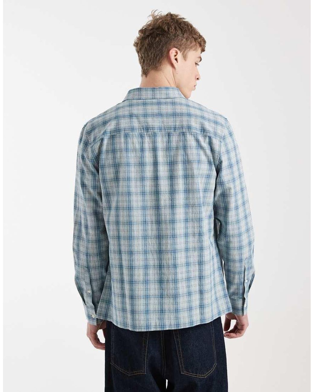 ASOS Blue Regular Fit Plaid Shirt for men