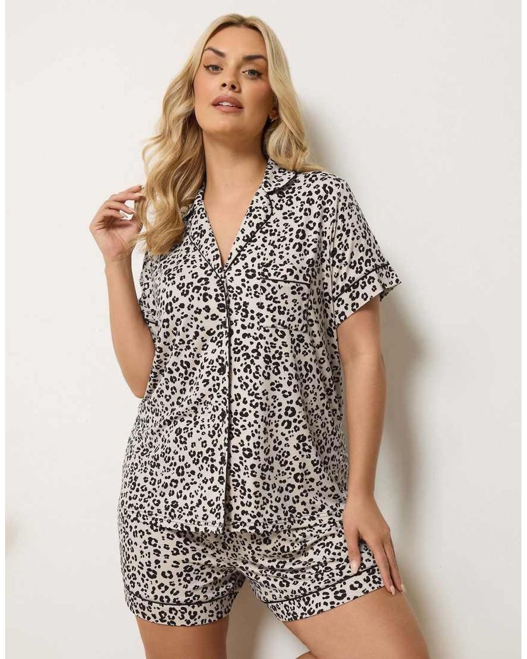 Yours Clothing Natural Leopard Pyjama Set