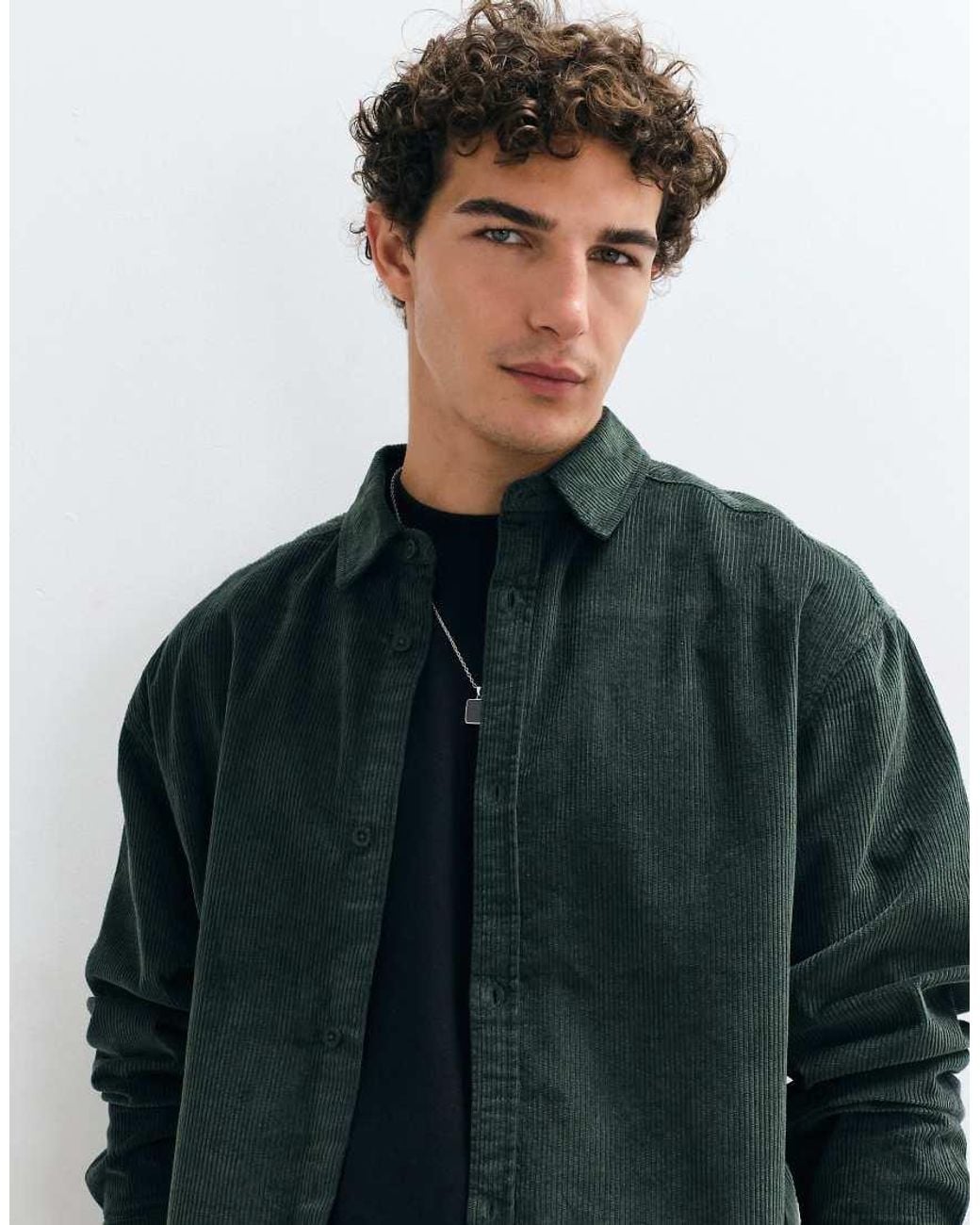 ASOS Green Cord Oversized Shirt for men
