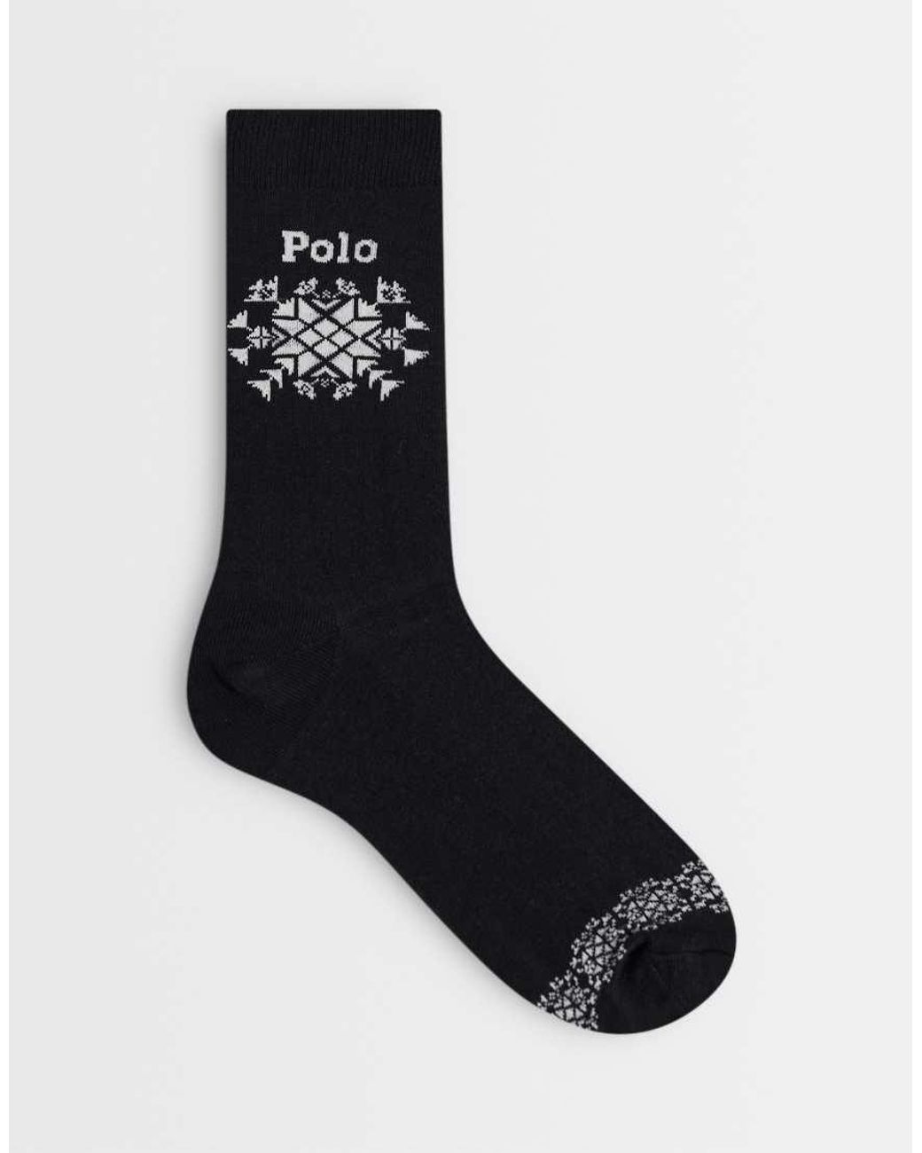 Polo Ralph Lauren Black Snow Print Crew Socks