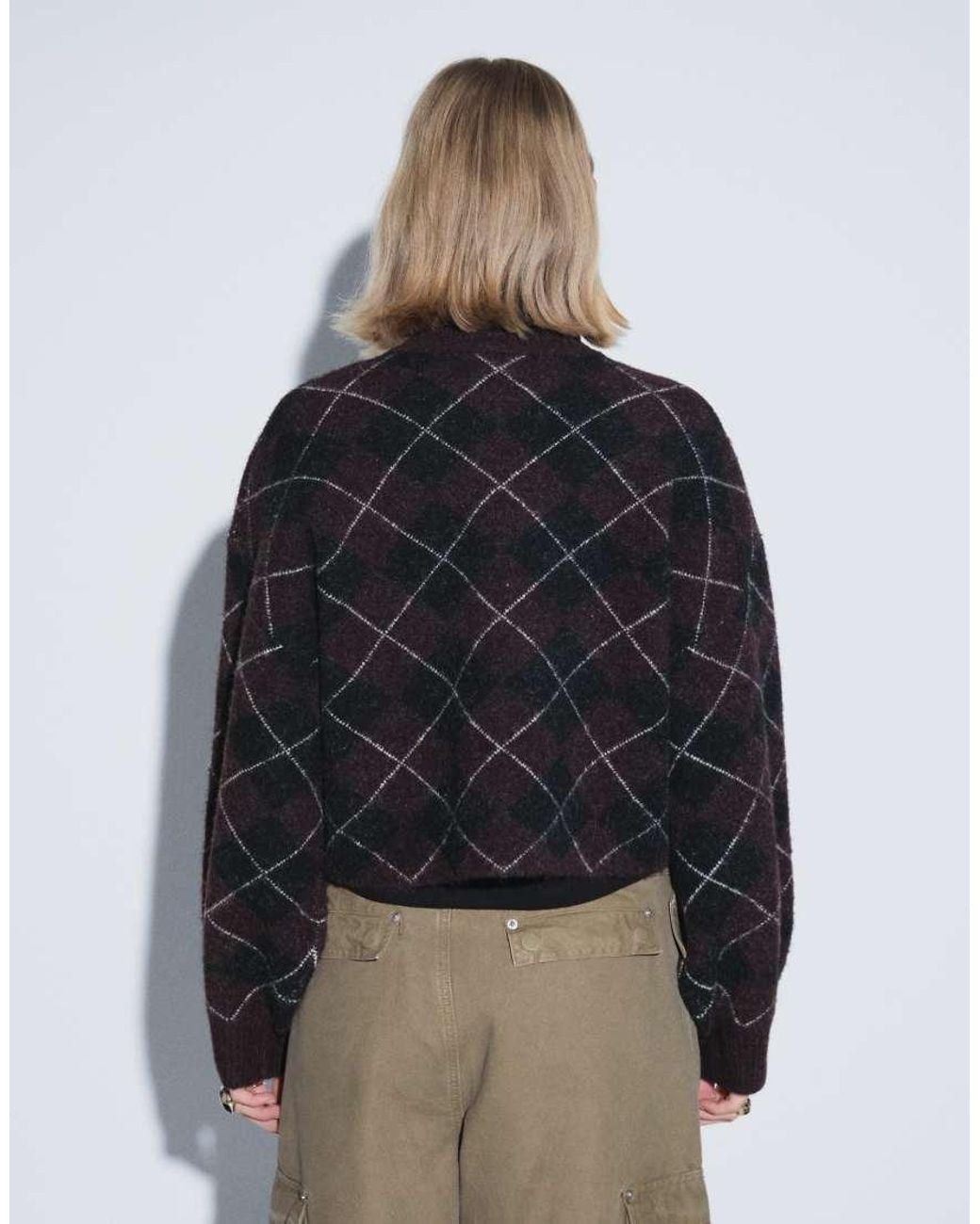 ASOS Black High Neck Argyle Sweater