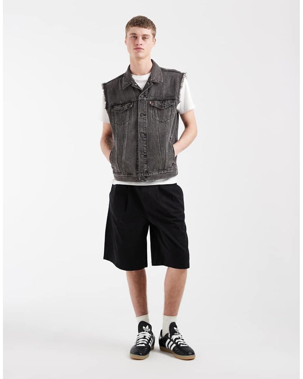 Levi's Gray Relaxed Denim Trucker Vest for men