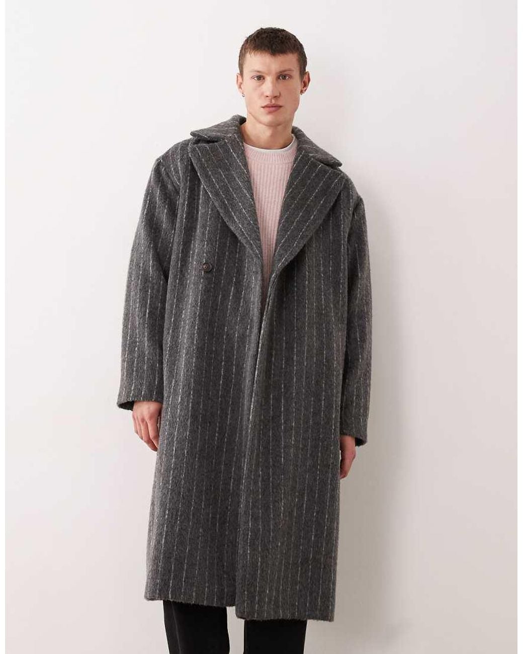 ASOS Gray Oversized Wool Look Overcoat for men