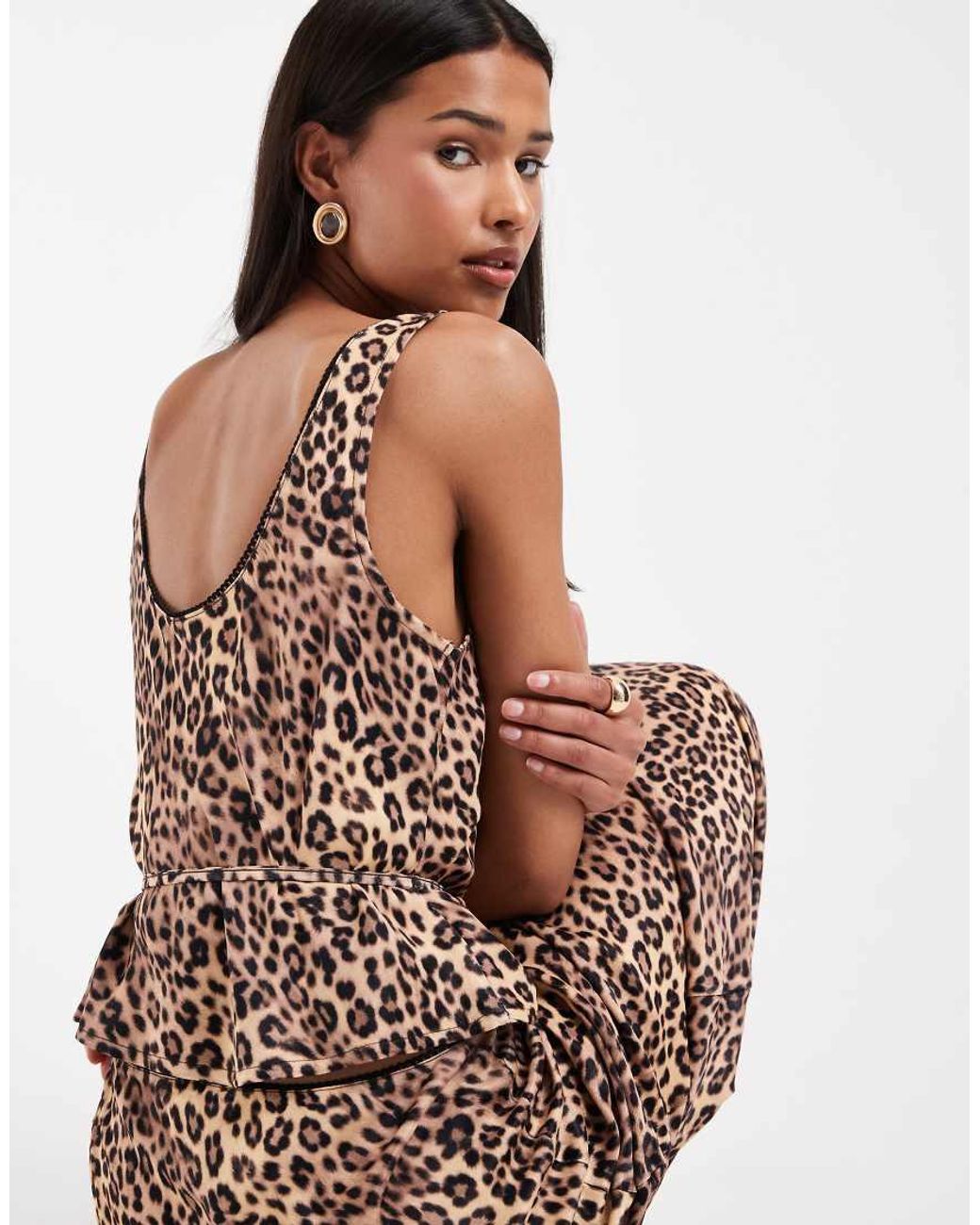 ASOS Brown Satin Scoop Neck Cami Top