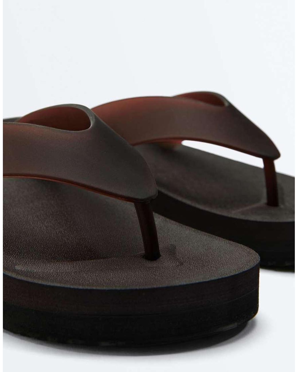 Oysho White Platform Beach Sandals