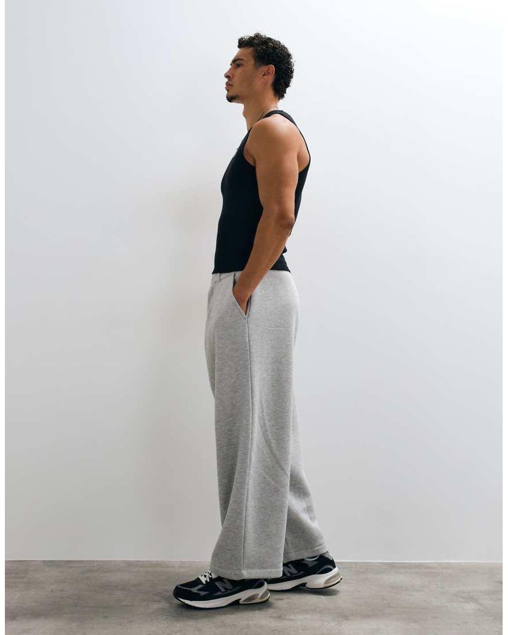 Collusion Gray Pleated Wide Leg Trouser for men
