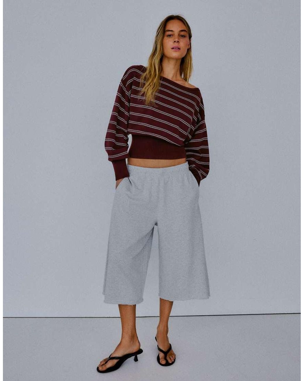 Bershka Brown Asymmetric Neck Jumper