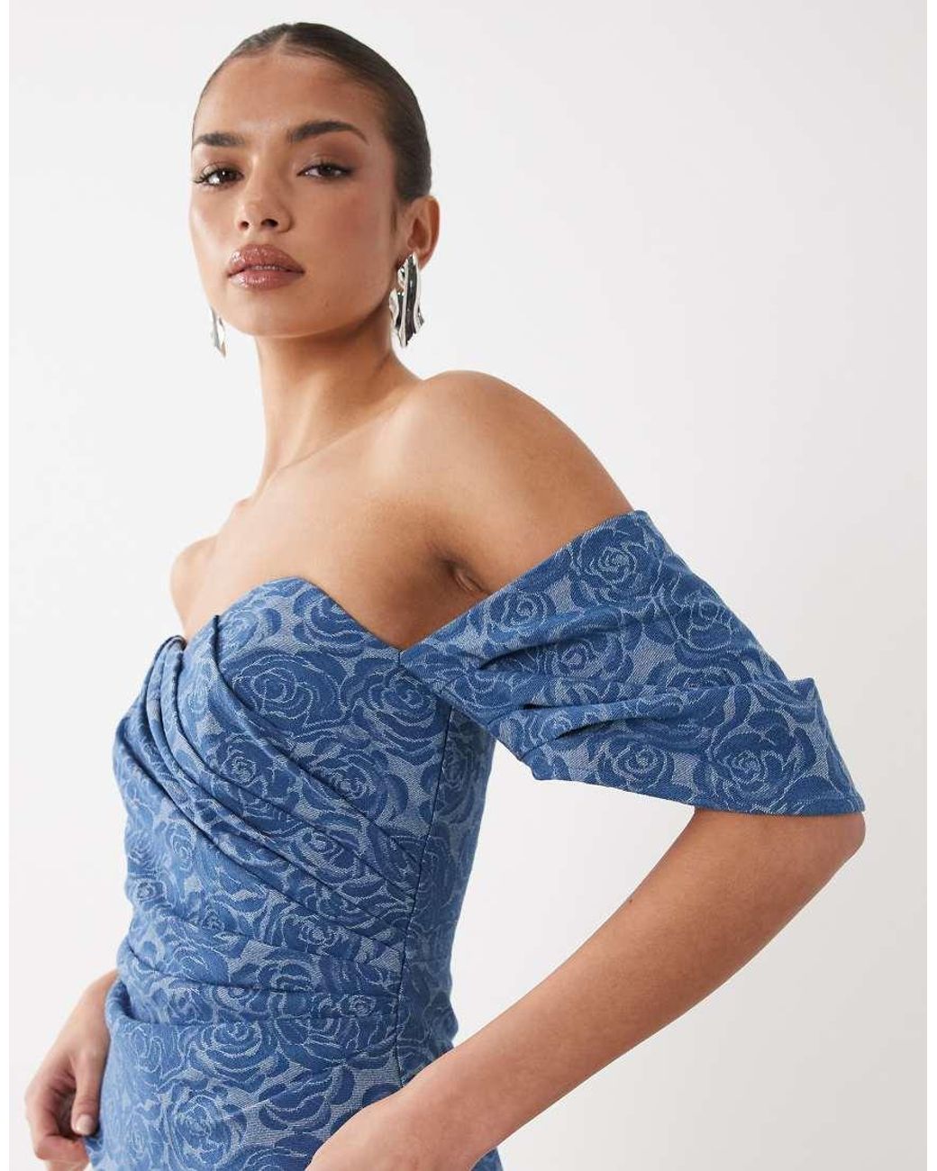 ASOS Blue Corset Denim Wrap Top
