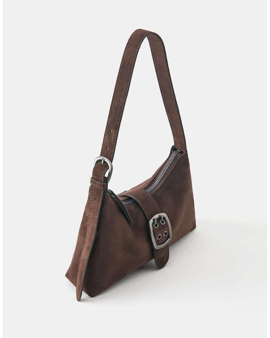 Pull&Bear Brown Buckle Shoulder Bag