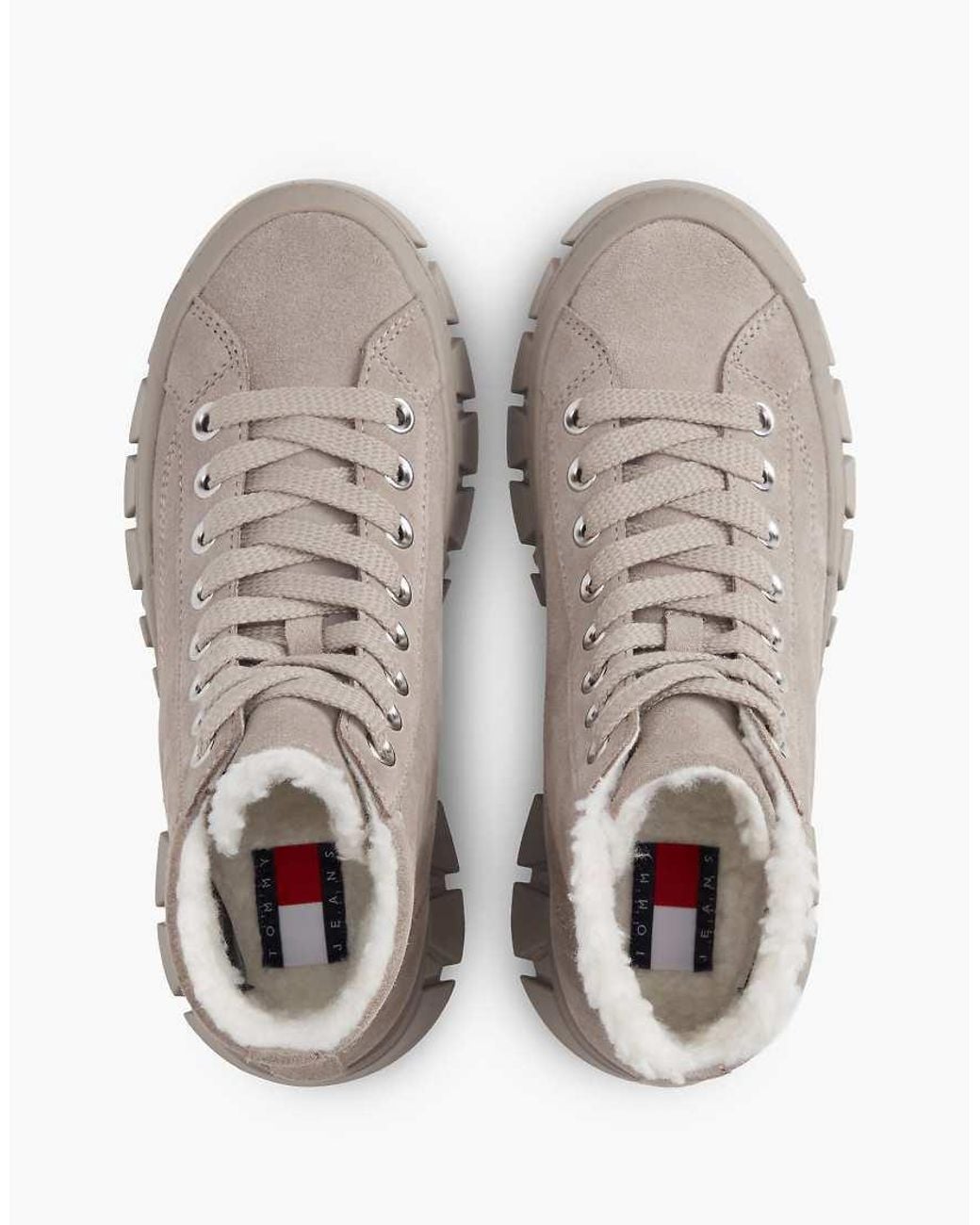 Tommy Hilfiger Gray Suede Warm Lined Platform Trainers