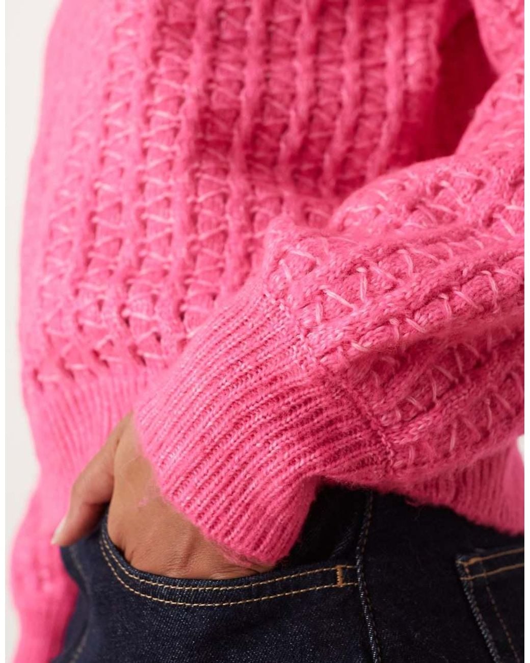 Vila Red Diagonal Stitch Knitted Jumper