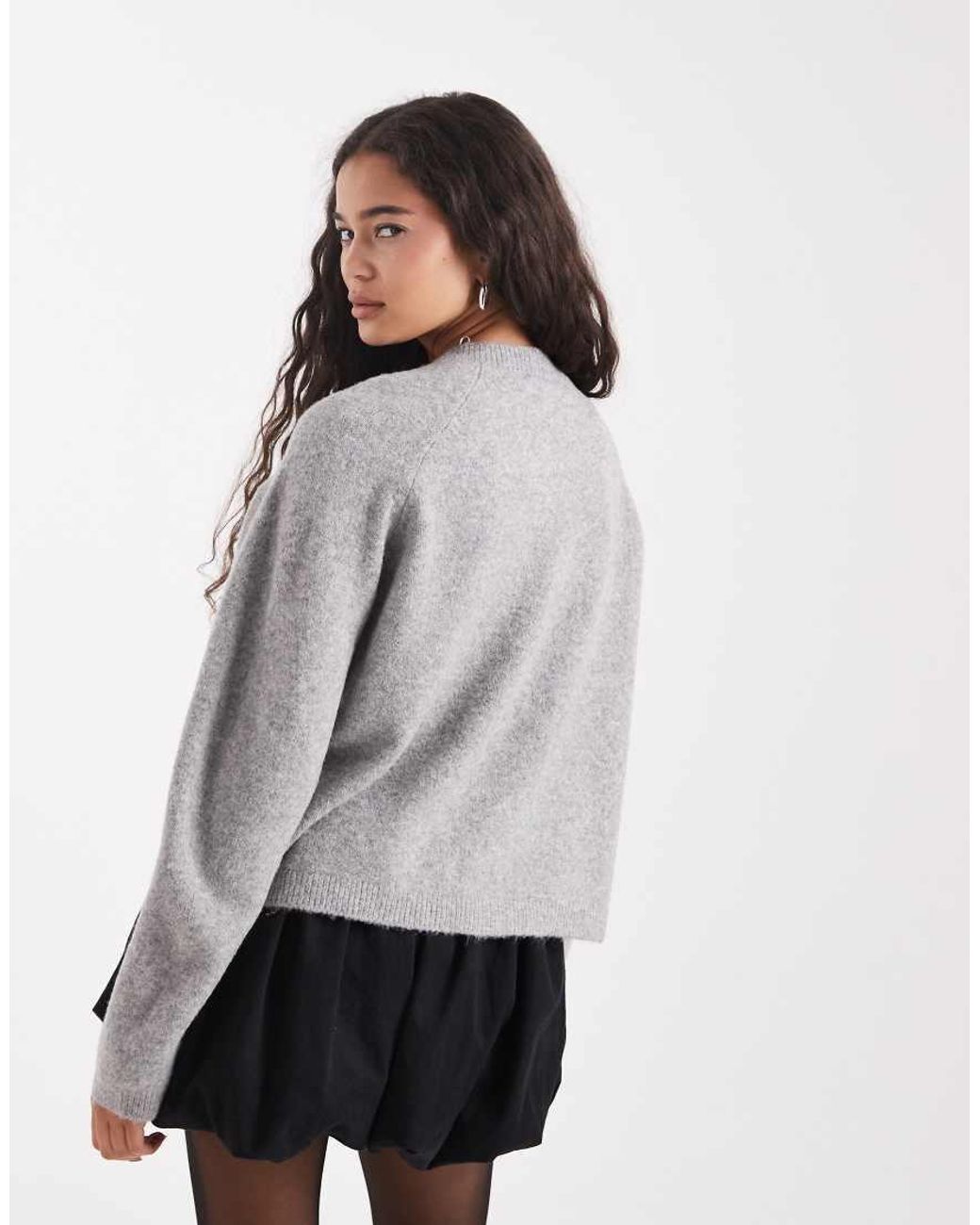 ONLY Gray Front Pocket Crew Neck Cardigan