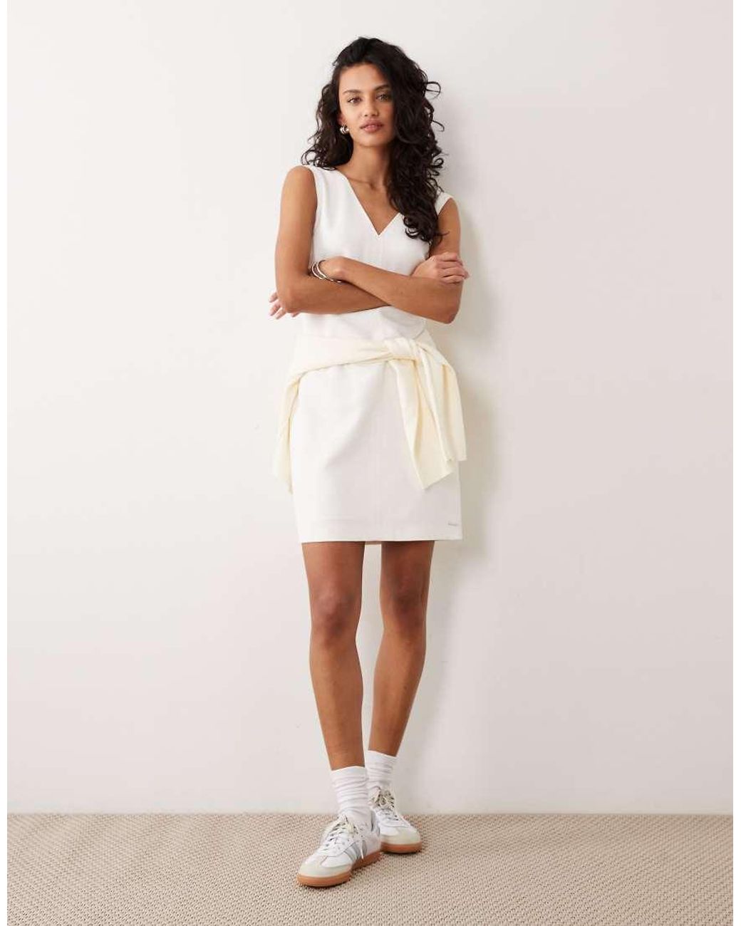 Calvin Klein White Heavy Textured Shine Mini Dress