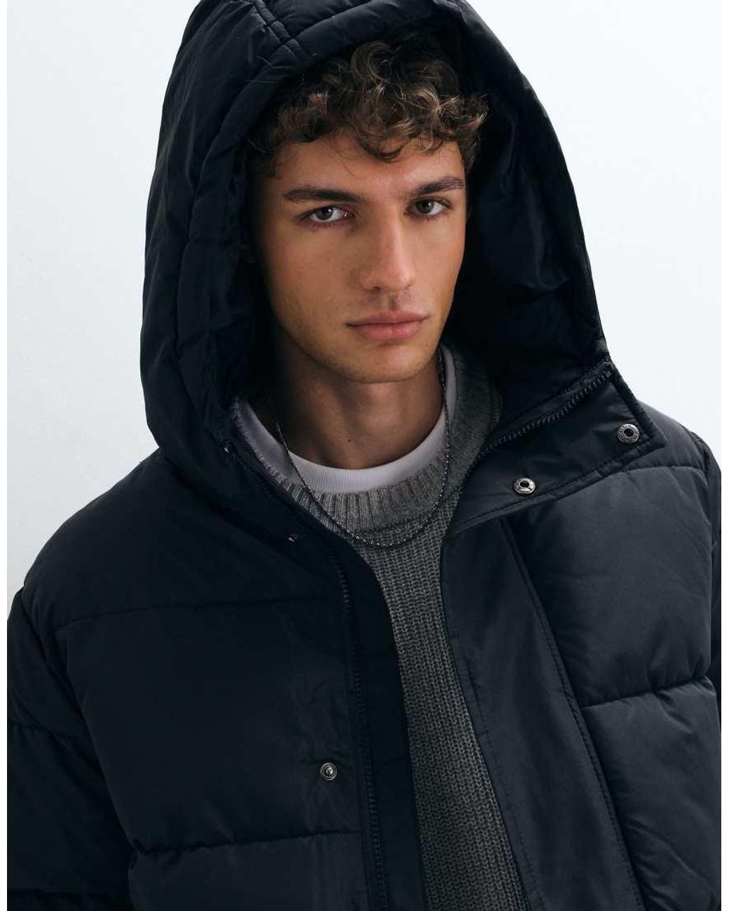 French Connection Blue Hooded Padded Parka Jacket for men